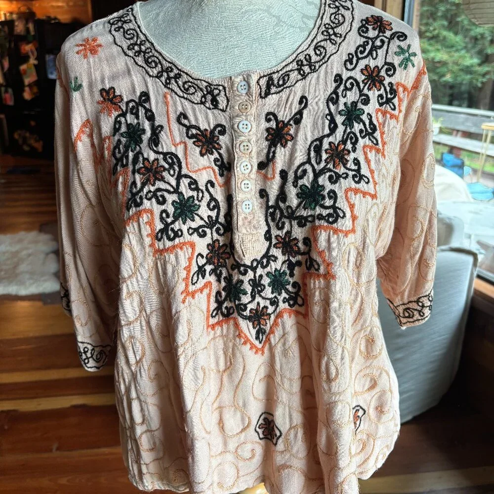 Boho Embroidered Tee - Picture 1 of 5